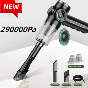 Aspirateur Portatif Rechargeable – Puissance 290 000 Pa, Nettoyage Voiture & Maison